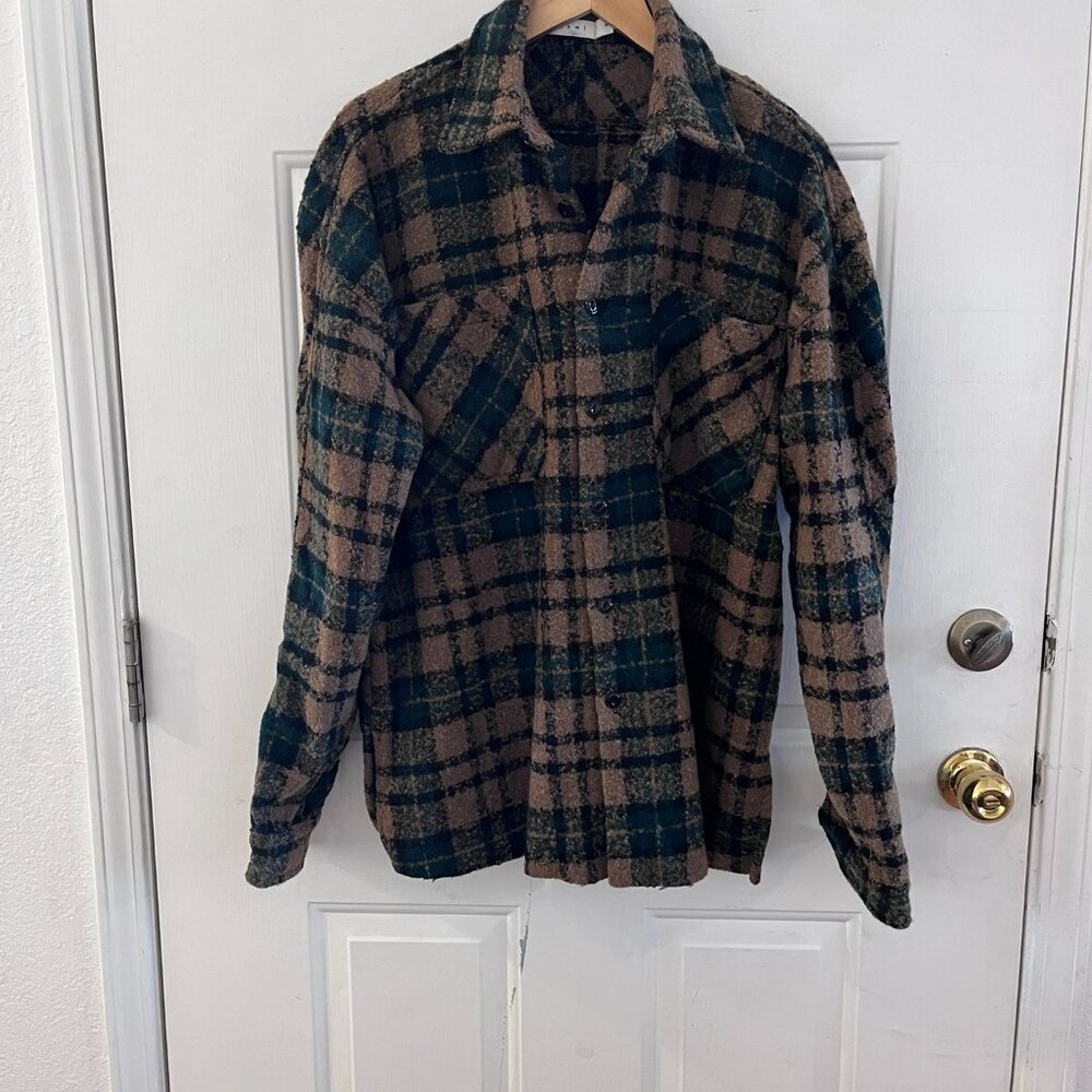 MNML Men's Over-Sized Warm Loose Woven Flannel Plaid Shirt/Shacket Sz Med - Picture 8 of 8